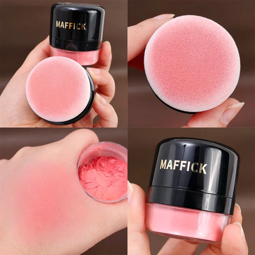 Soft Face Blusher Nourishing Lasting Cheek Contour Peach Blush with Powder Puff and Mirror Lazy Air Cushion Blush Powder Makeup