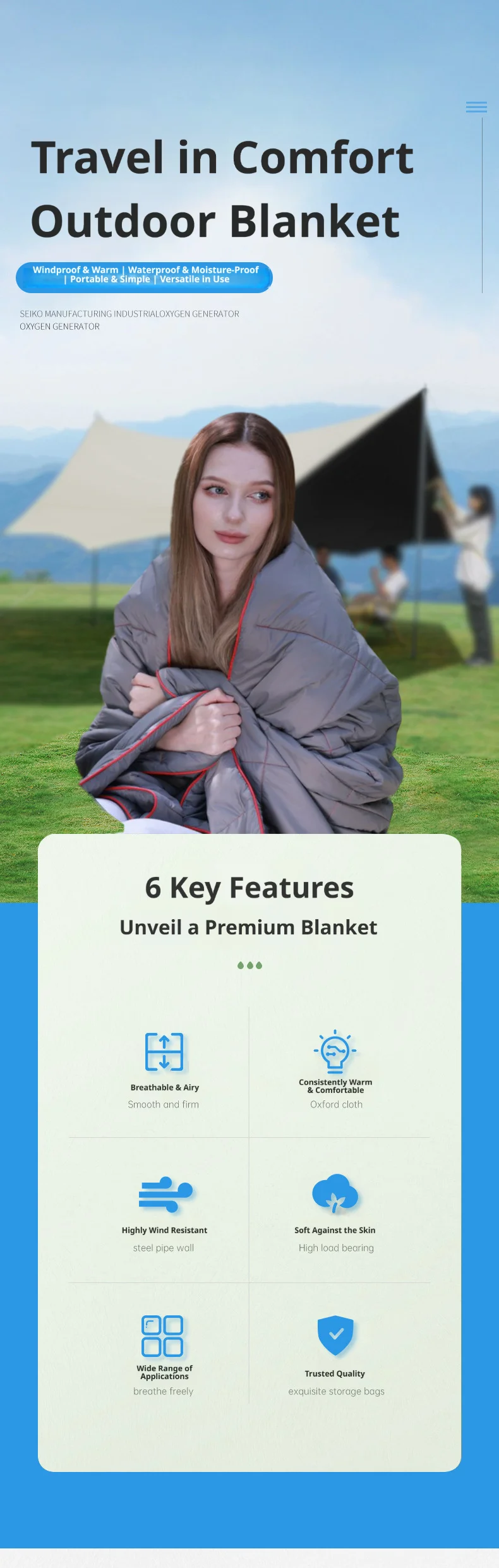 

Waterproof Picnic Mat Outdoor Blanket, Portable, Dirt-Proof, for Beach, Camping, Park, Easy Fold