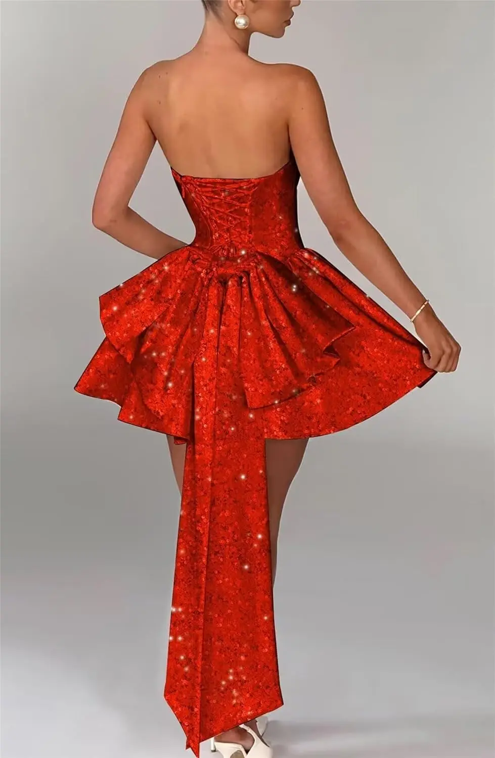 Sequin Homecoming Dresses for Teens 2026 Pockets Strapless Square Neck A-line Short Prom Dresses Graduation Dress Evening Dress