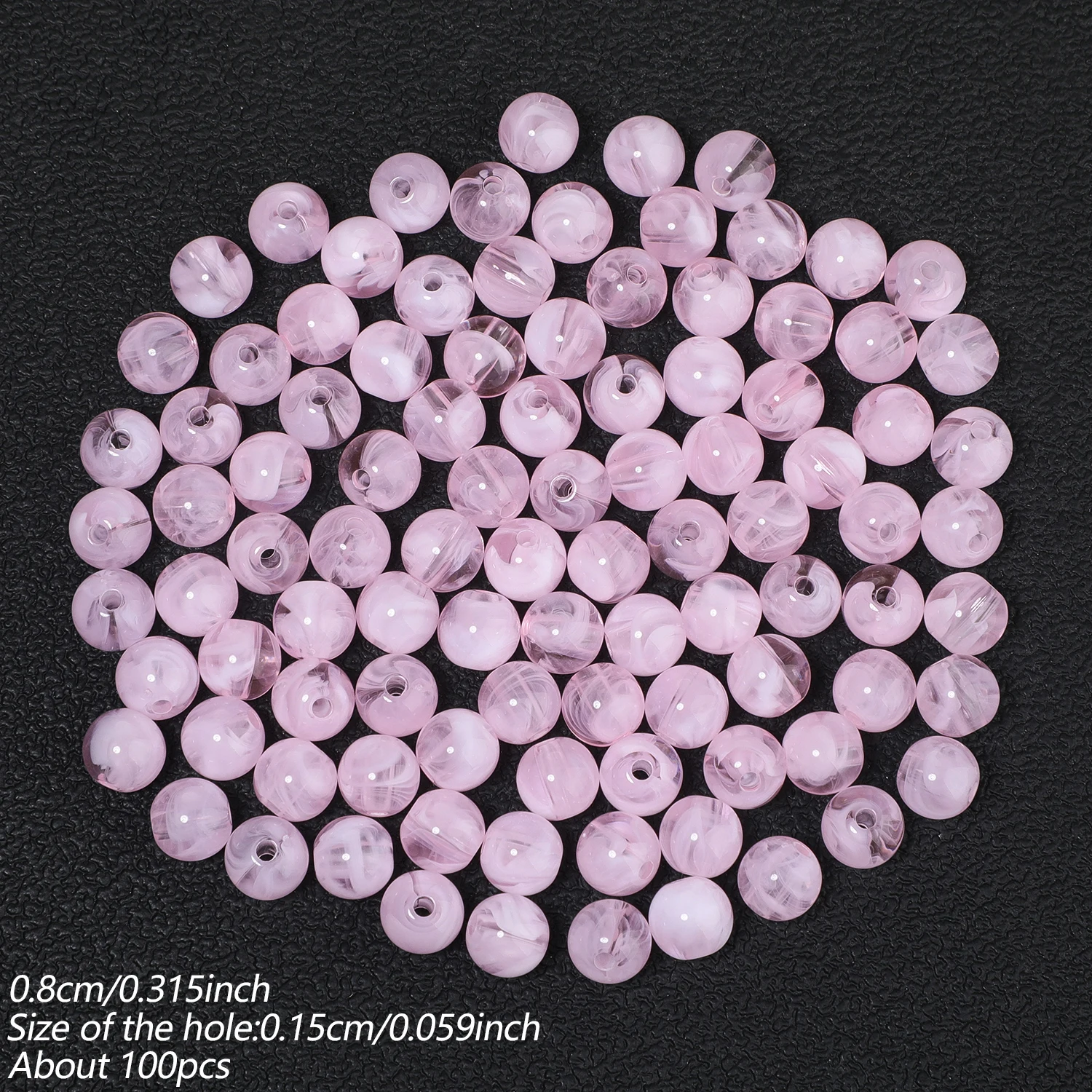 100 Stück 8mm Runde Acrylperlen Mehrfarbige Lose Abstandsperlen für DIY Ohrringe, Armbänder, Halsketten und Schmuckherstellung Zubehör – Detail 10