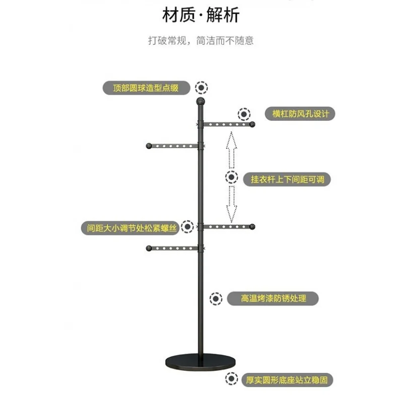 Custom. [High-End Anti-Rust] New Simple Thickening Clothes Hanger Marble Coat Rack Bedroom and Household Clothes Rack Double-Lay
