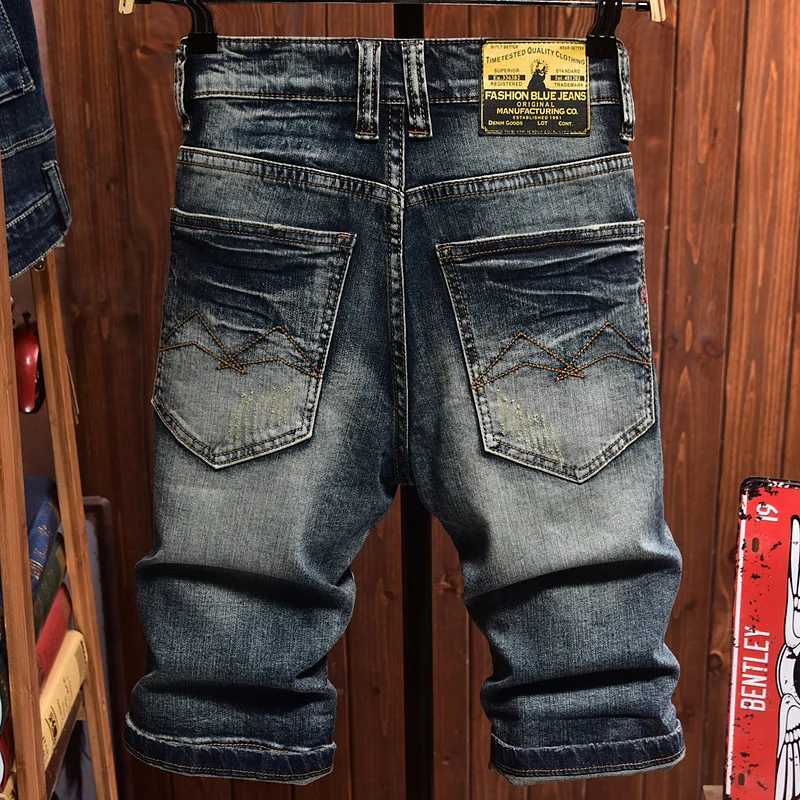 Short de moto en denim pour homme, short déchiré, coupe couvertes, rétro lavé, tendances de la mode de rue, Nosttopic, été