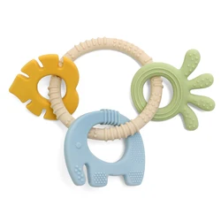 Erduo Baby Silicone Anxiety Teething Chew Toys Sensory Hand Teether Ring Autism Cartoon Bite Toy for Infant Baby Accessories