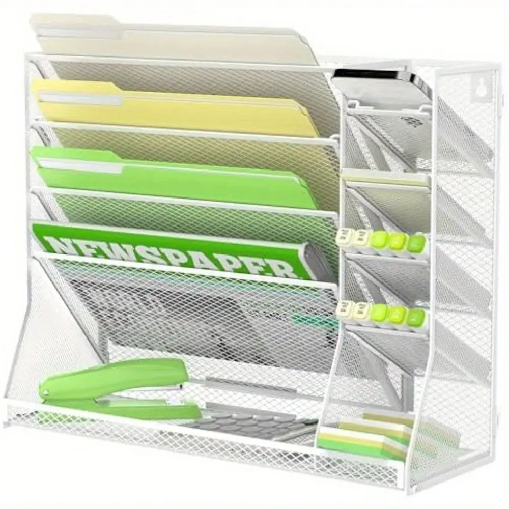 

Настенный ящик для хранения, 5-уровневая полка для файлов и ящик для хранения электронной почты, настенный офисный ящик для хранения с держателем для ручек, экономия места