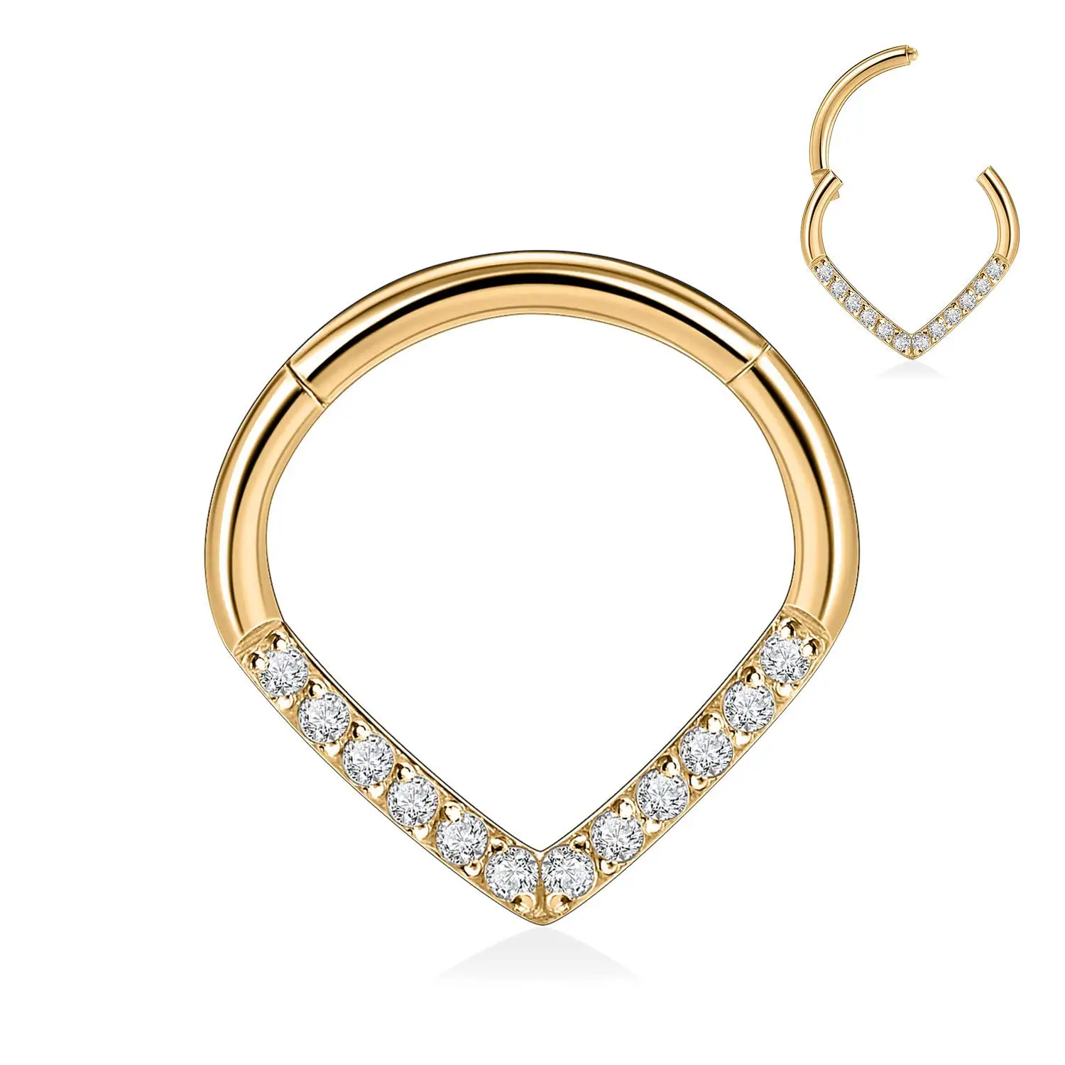 Heart Hinged Nose Ring Hoop in Titanium
