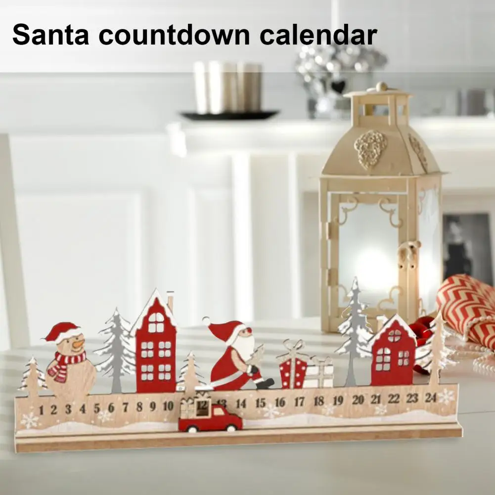 Festive Decor Festive Home Decor Christmas Countdown Wooden Block Advent Calendar Truck Figurine for Table Shelf Decoration 24