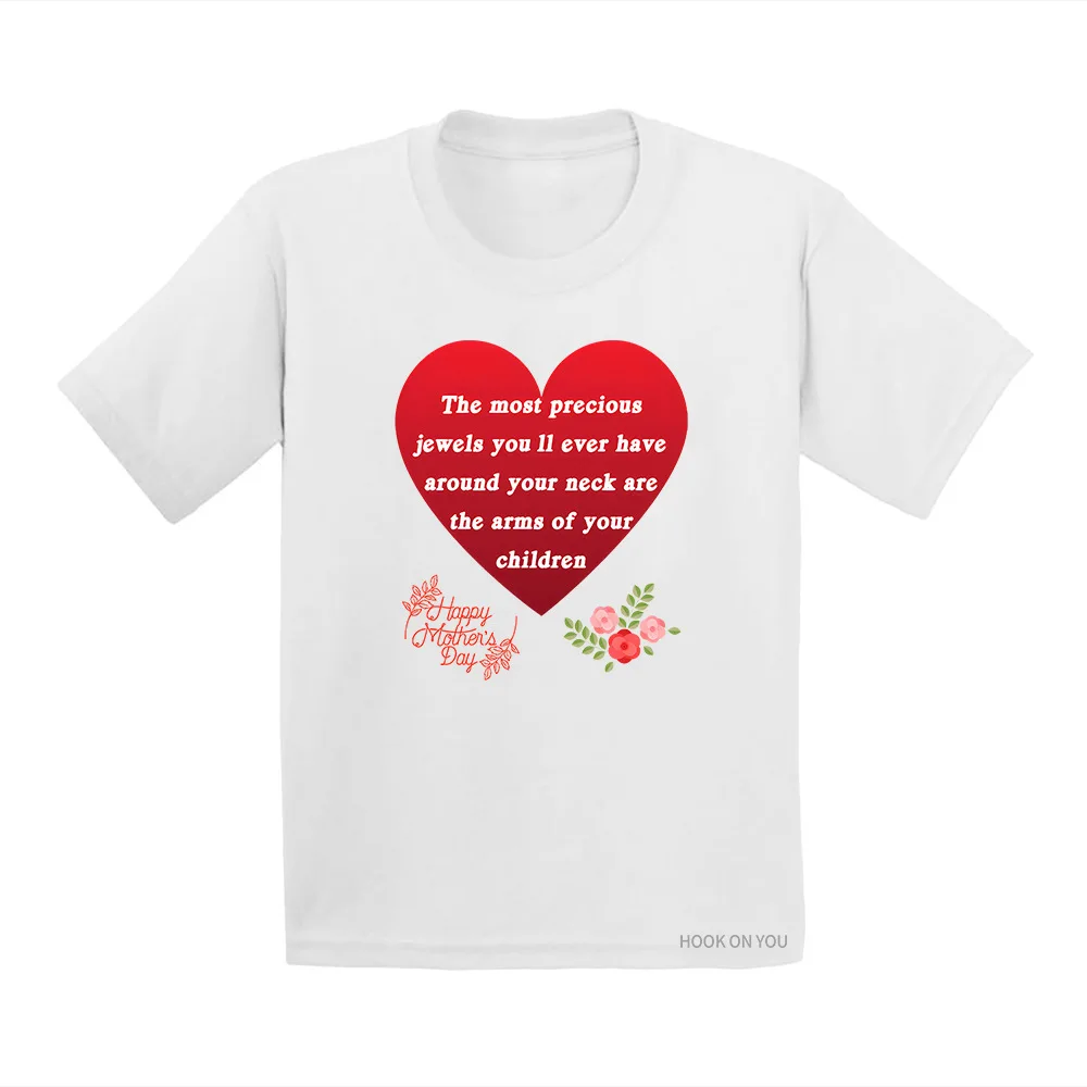 COTTON 100% Mother's Day Love English Holiday Series Flower Thanksgiving Print Fashion Short-sleeved Men's and Women's T-shirts