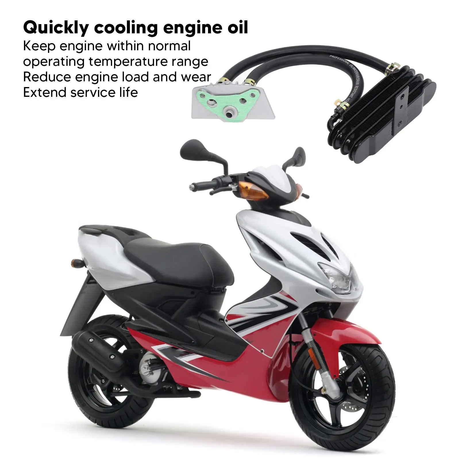 Motorcycle Oil Cooler Metal Engine Transmission Cooler Quickly Cooling for 50 -15 cc Curved Beam Motorcycle