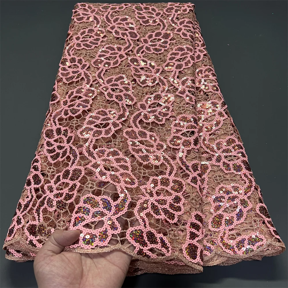 

Gold African Luxury Beaded Tulle Lace Fabric 2025 Nigerian Handmade Heavy Sequins Pearls Lace Fabric Fro Bridal Wedding Dresse