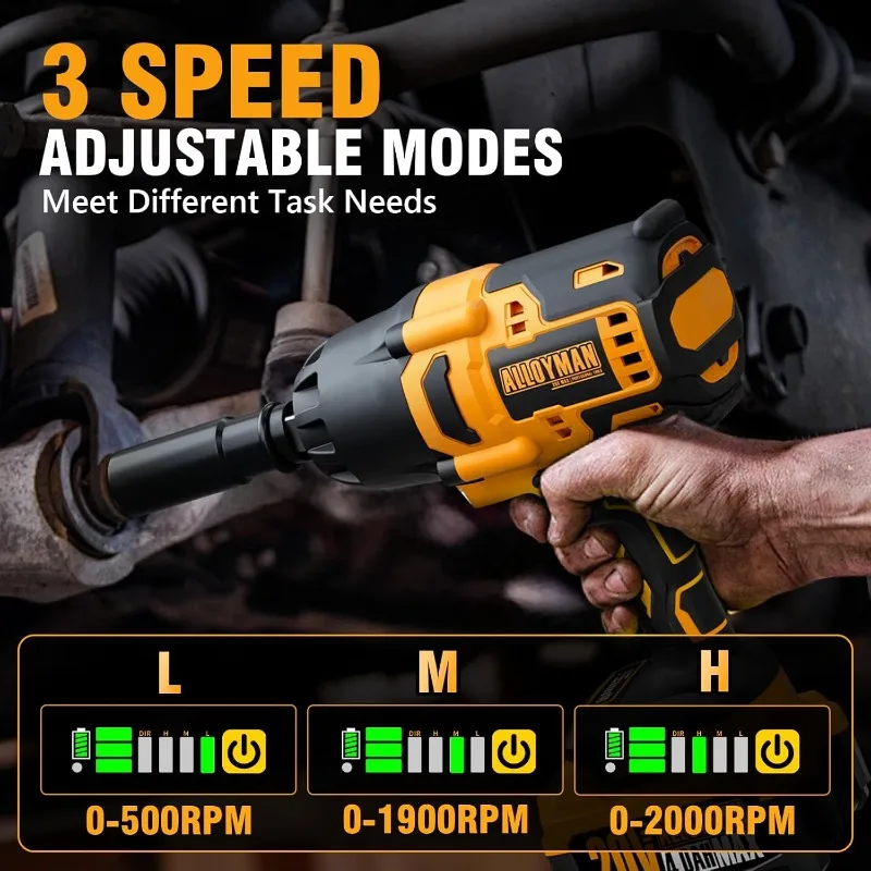 1/2인치 임팩트 렌치 무선, (750 N.m) 555 Ft-lbs 고토크 렌치, 20V 파워 임팩트 드라이버, 브러시리스 모터 2000