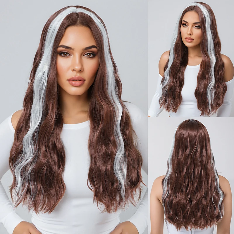 

Cross-Border European and Synthetic Wig Long Curly Hair with Water Ripple Wave; Multiple Colors to Choose From; Synthetic