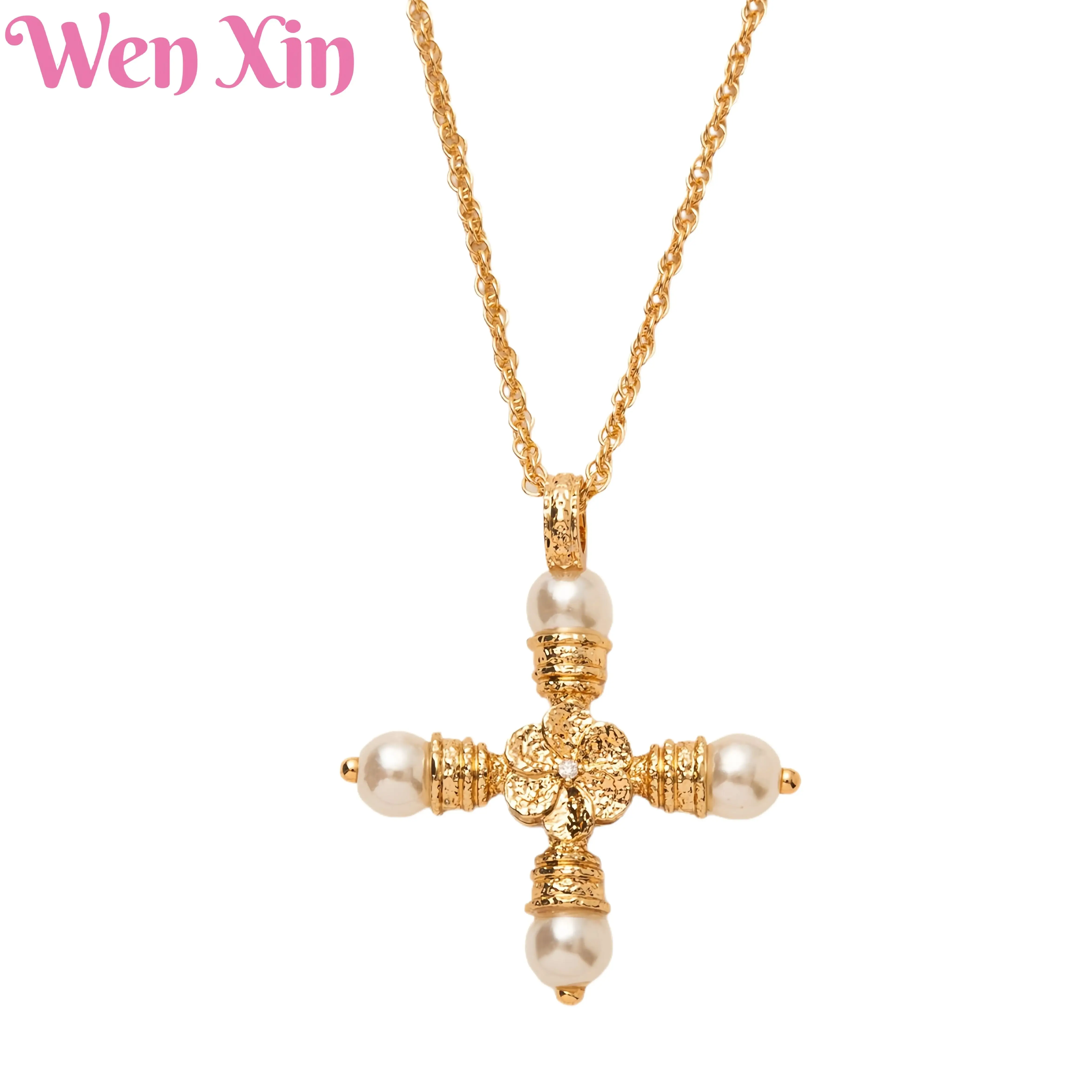 

WENXIN Brand MUSHAN MCT Pearl Cross Pendant Necklace Luxury Pendant Necklace Jewelry Fashion Jewelry Accessories