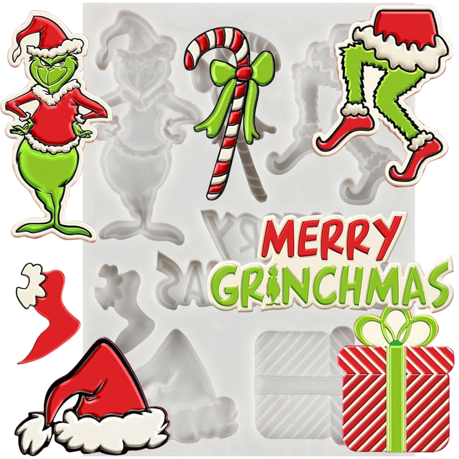 

Merry Christmas Silicone Molds Wine Cartoon Character Fondant Cake Decorating Tools Cupcake Topper Chocolate Candy Resin Mold