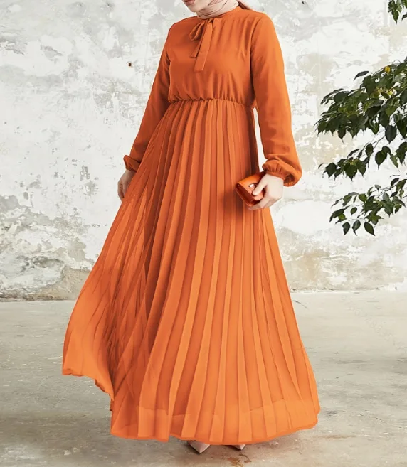 Elegant Chiffon Dress for Women Islam Clothing Muslim Dress Women Fold Dubai Abayas African Turkish Robe Musulmane Femme Vestido