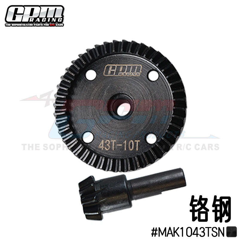 GPM 40Cr Steel Front/Rear Diff Bevel Gear 43T & Pinion Gear 10T for ARRMA Kraton