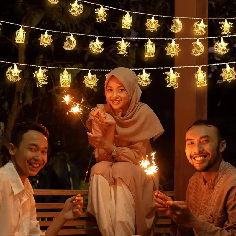 عيد مبارك سلسلة أضواء رمضان الديكور LED فانوس القمر ستار الجنية ضوء سلسلة الإسلام مسلم حفلة رمضان ليلة مصابيح #2