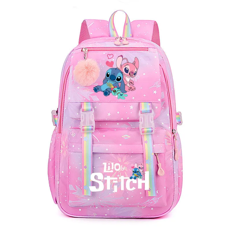 Disney-mochila de Lilo y Stitch para niños y mujeres, morral escolar de gran capacidad, Kawaii