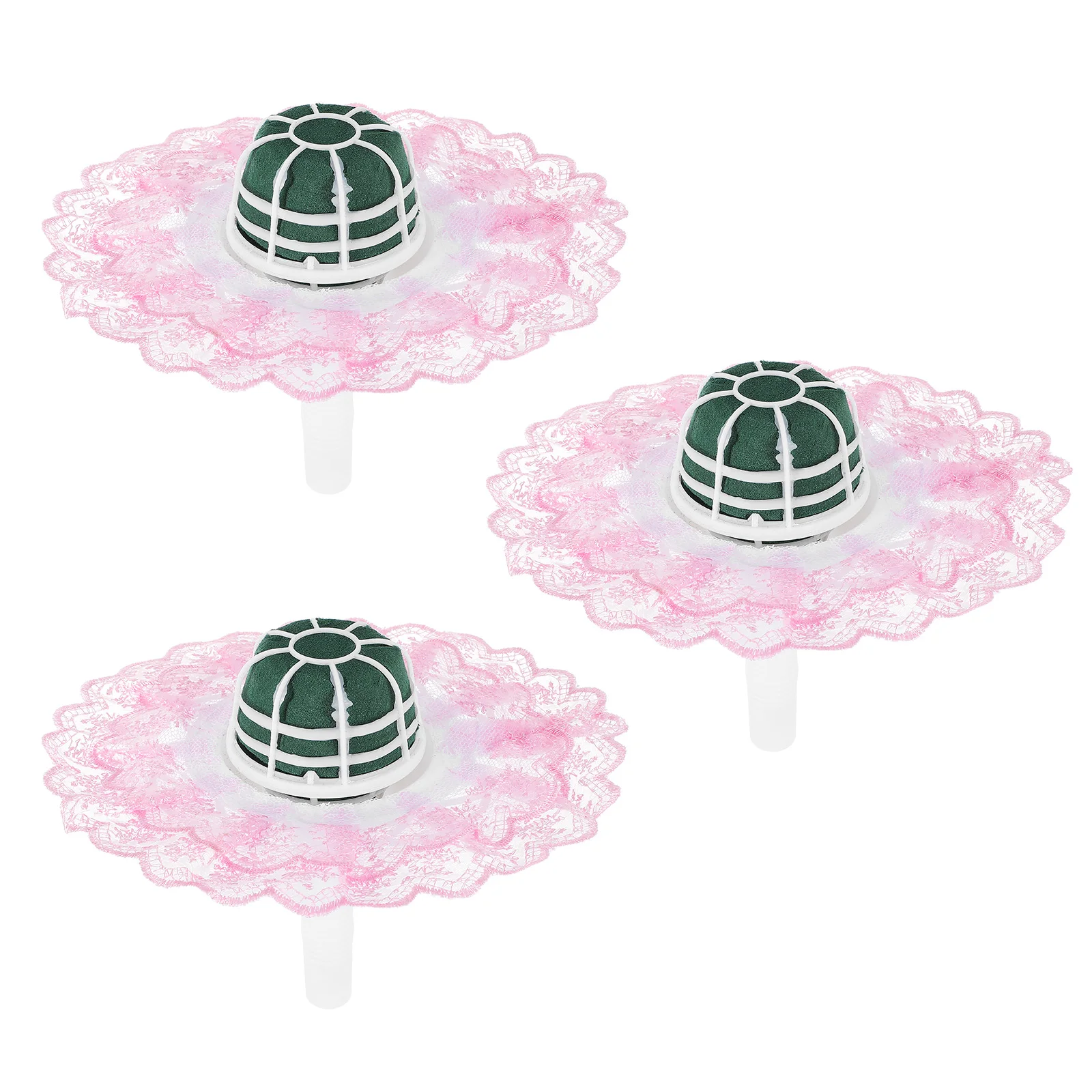 3 set Bridal Bouquet Holder With Lace Flower Base For Wedding Floral Arrangement Mud Support Party Decor Simulation Flower - Image 3