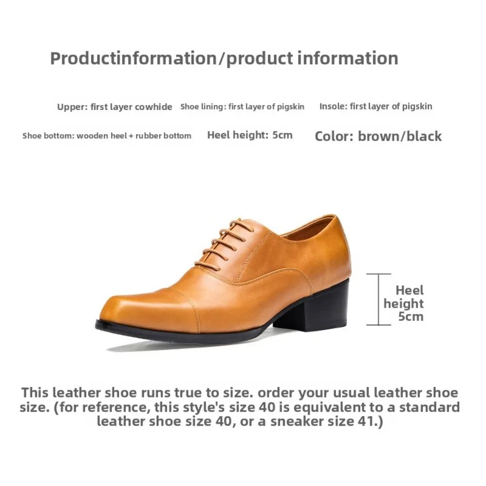5 CM Elevator Shoes Men Dress Shoes Black Soft Leather Men Heighten Formal Shoes Casual Business Men Oxfords Suit Shoe
