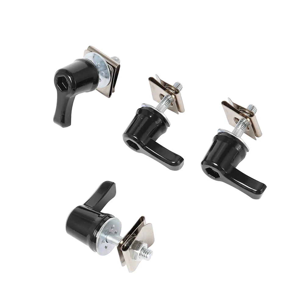 4 szt. Motocykl czarny/chromowany zestaw śrub i nakrętek blokady siodła dla Harley CVO Touring Dyna Road Glide Breakout Deluxe — zdjęcie 4