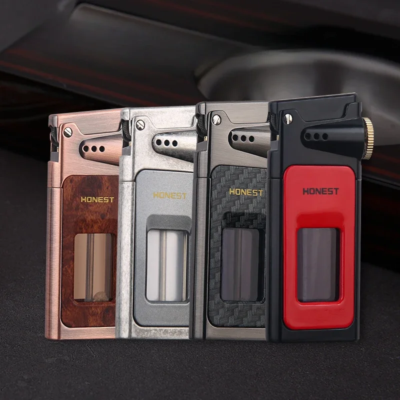 Retro Ejection Ignition Lighter, Metal Grinding Wheel, Transparent Large Oil Tank, Unique Styling