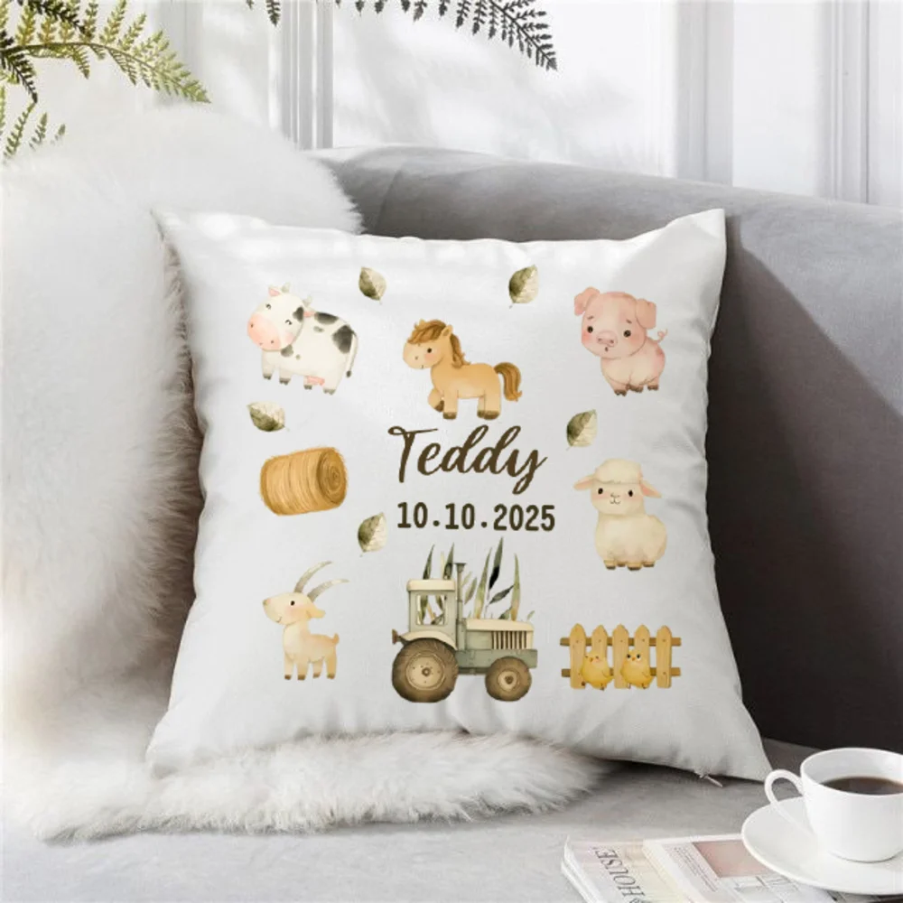 

Personalized Pillow Case Animal with Name Pillow Dust Cover Bedroom Kids Wild Party Decor Pillowcase Birthday Gift for Children
