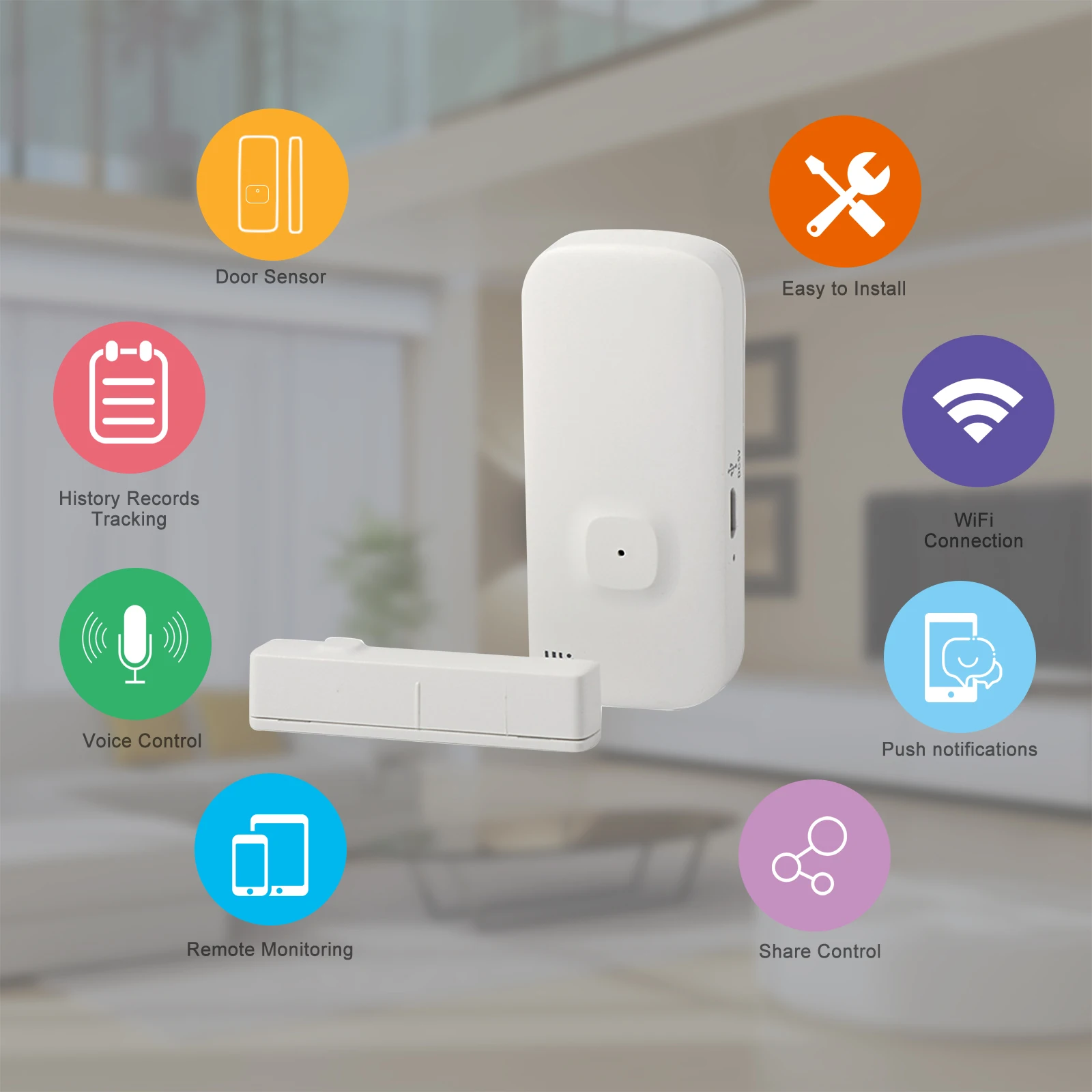 Imagem -03 - Sensor de Alarme de Segurança para Portas e Janelas Wifi Interruptor Magnético Detector sem Fio Compatível com Alexa Google Home Tuya