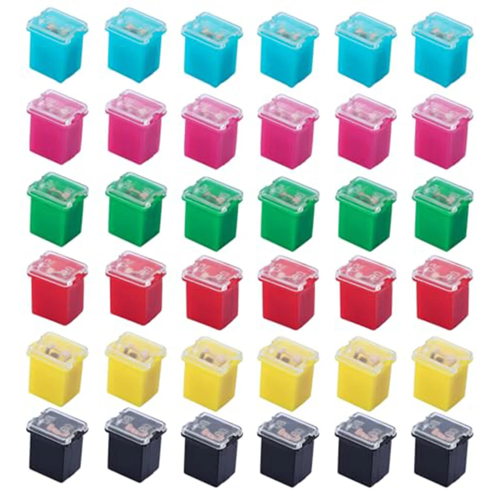 36 PCS Car Fuse Set Low Profile Standard Box Shaped Cartridge Fuses 20A 30A 40A 50A 60A 80A for RVs Trailers and Vehicles
