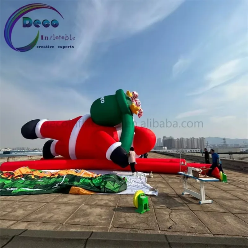 

Europe Belarus Hot Selling Polyester Fabric 8-meter-high Inflatable Santa Claus With LED Lights For Christmas