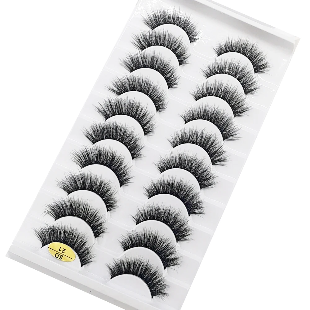HBZGTLAD 10 Paar künstliche Nerz-Falsche Wimpern, natürliches langes Make-up, 3D-Nerzwimpern, Verlängerungswimpern, kurze Nerzwimpern für Schönheit – Detail 21