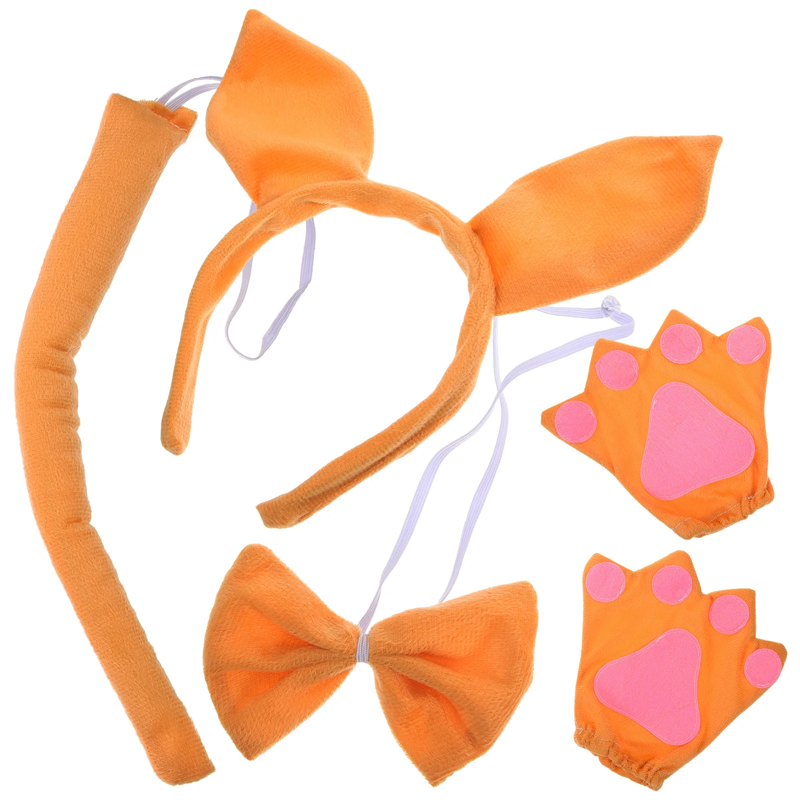 1 set kangoeroe-oorhoofdband zachte stof dierenkostuumkit strikje staarthandschoenen voor cosplay feest kinderen meisjes rollenspel