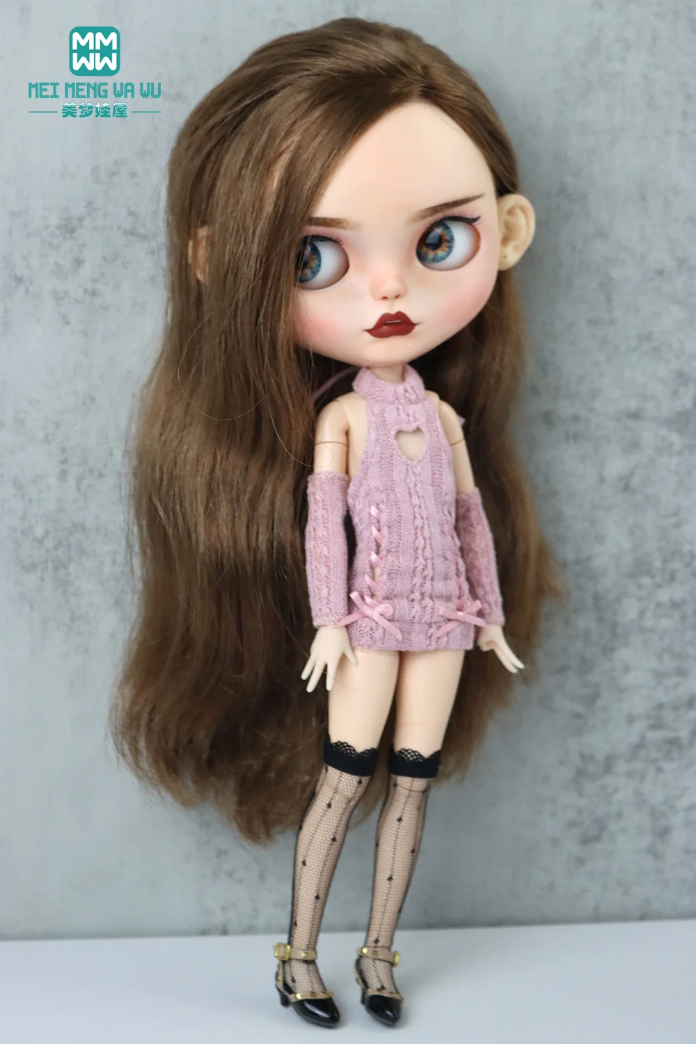 Se encaixa 28cm blyth ob22 ob24 boneca elegante amor suéter vestido brinquedos presente