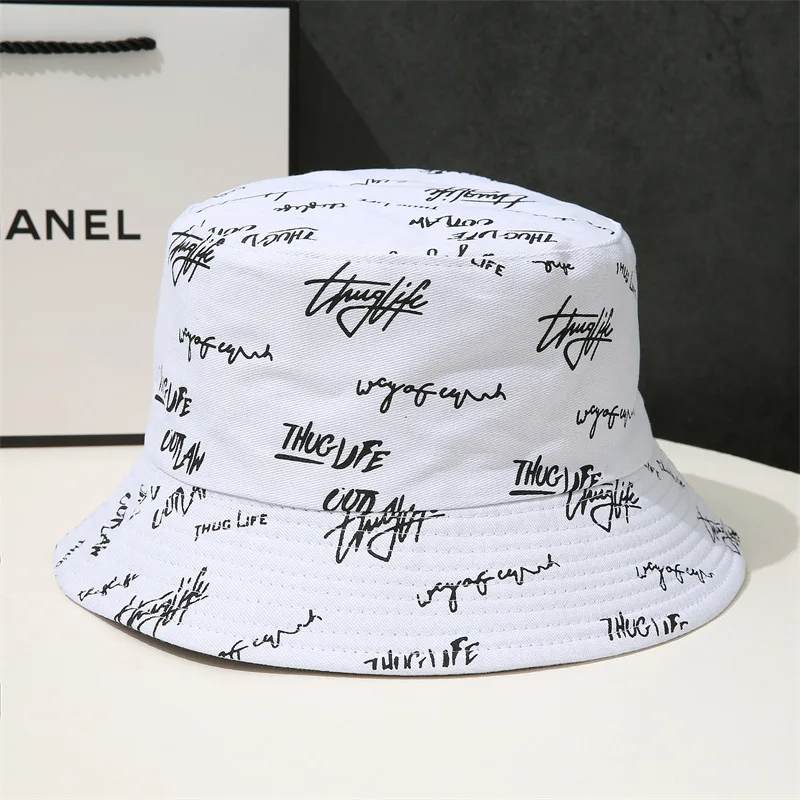 Double-sided Wear Fishing Hat Spring Bucket Hats Women Men Graffiti Embroidery Cap Panama Hat Fisherman Cap for Bob Femme Gorro