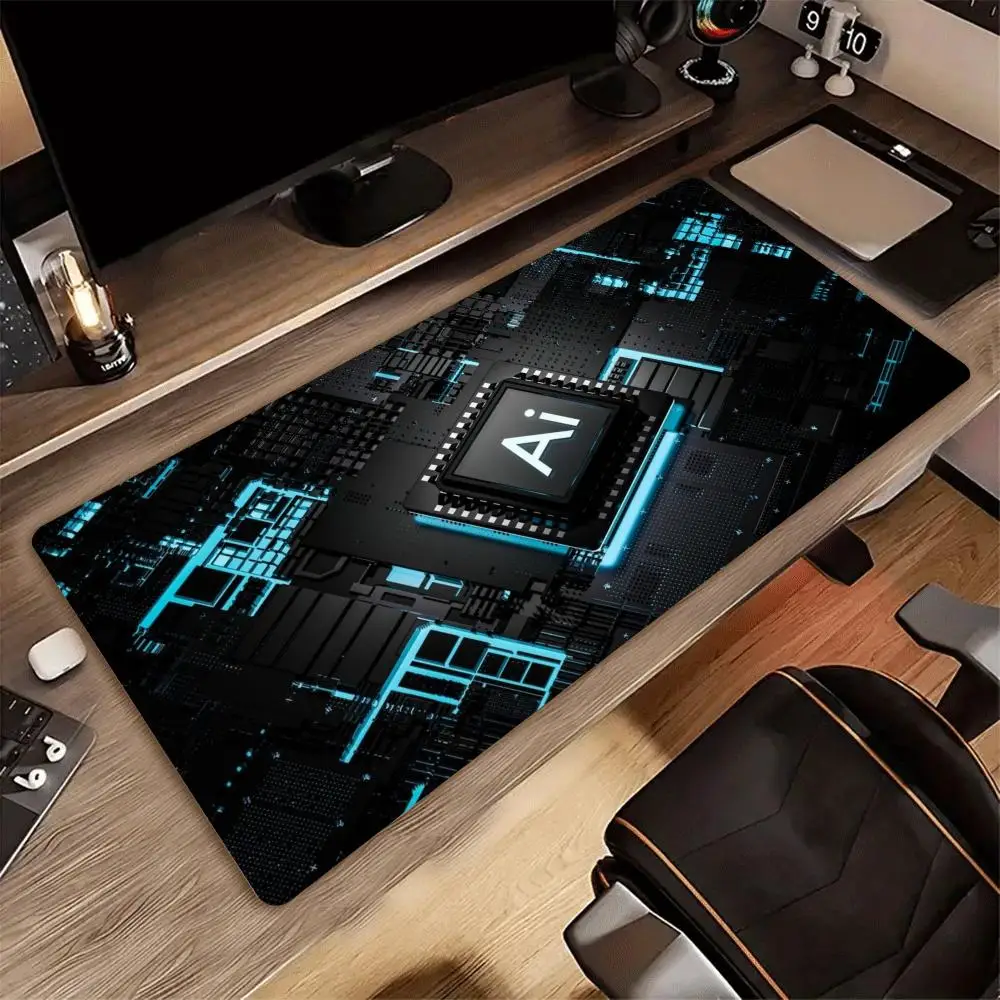 Large Gaming Mouse Pad AI Processor Colorful Circuit Deskmat Non-Slip Rubber Game Mouse Mat Keyboard Mats Mausepad Office Pad