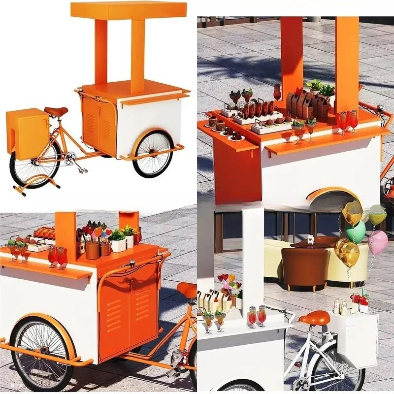 Custom Tricycle Food Truck Trailer for Coffee Shop Ice Cream Pizza Fast Food Street Hot Dog Candy Mobile Vendor Cart