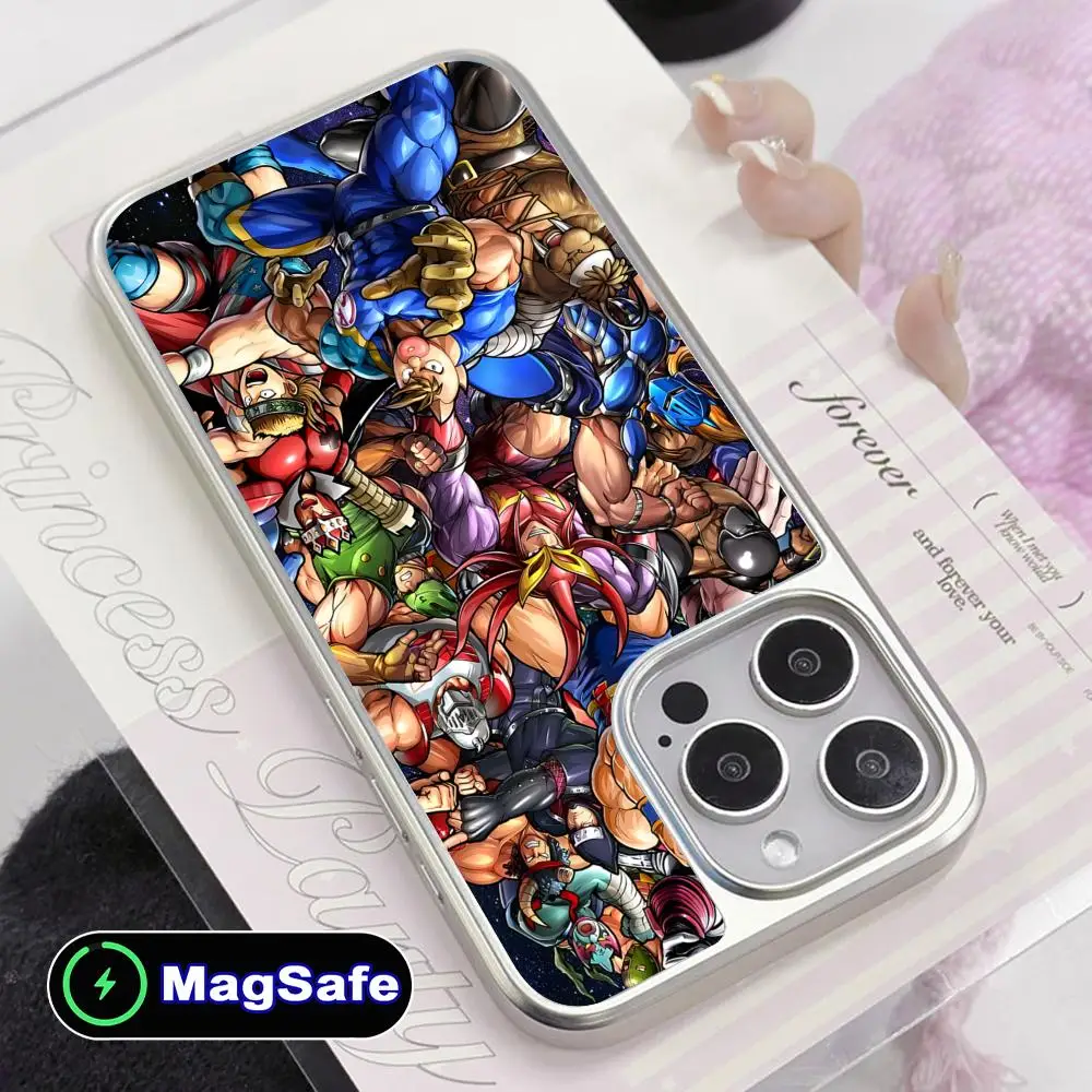 

Чехол для телефона Anime Kinnikuman для iPhone 17 16 15 14 13 12 11 Air Pro Max Plus с MagSafe, серебристое покрытие, красочный, красивый дизайн