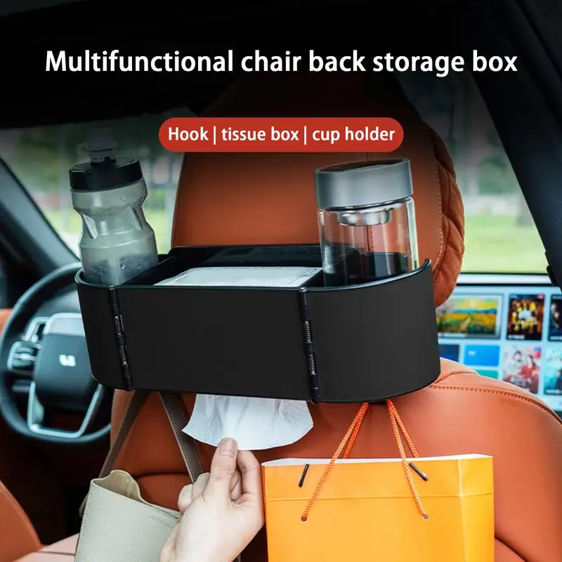 Headrest Storage Box Headrest Cup Holder Headrest Storage Box For Family Adventures Cup Holders Tissue Box & Hooks For Kids Road