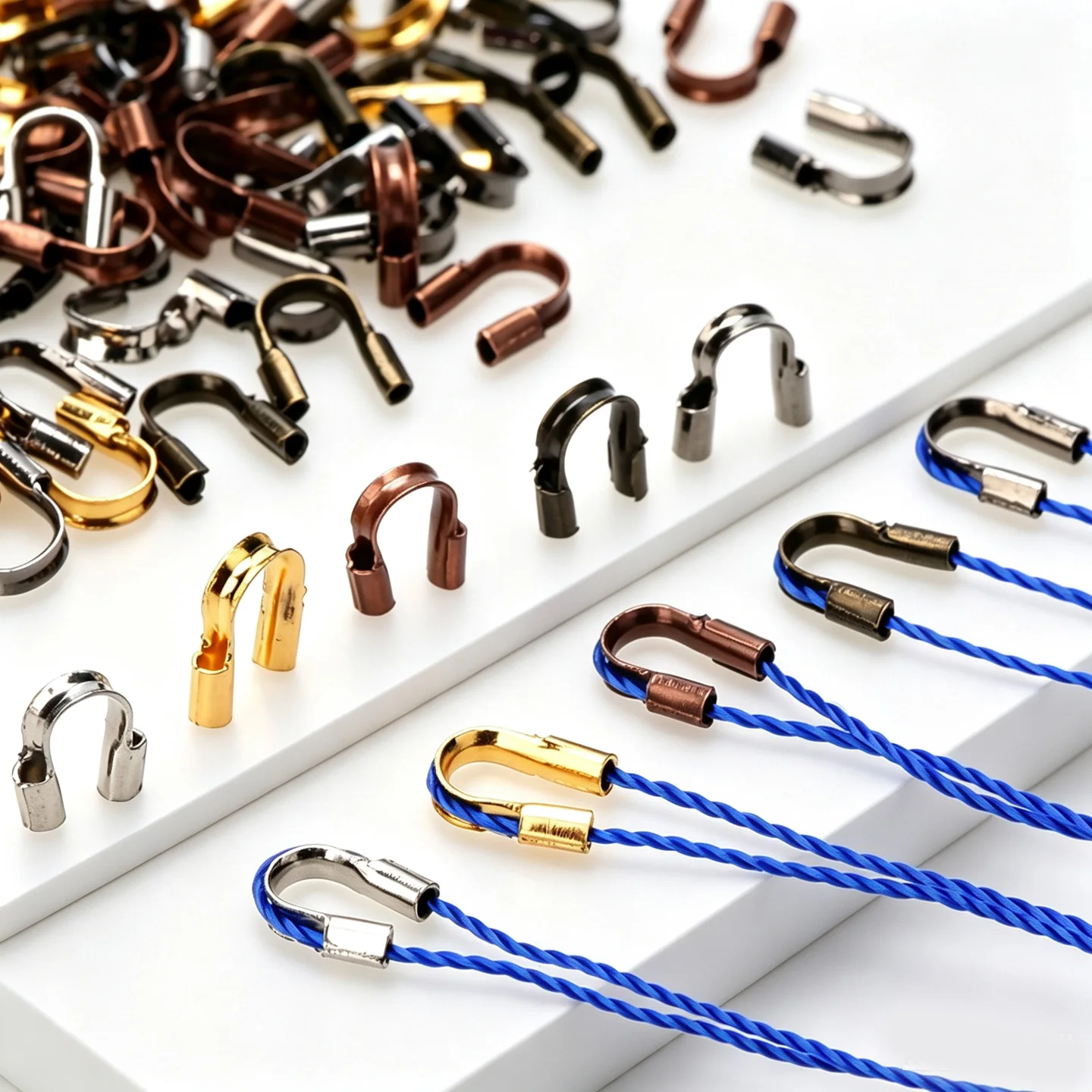 200pcs Brass U Shape Wire Protector Clasps End Connectors Rope Loop Tips DIY Jewelry Making For Necklace Bracelet Accessories