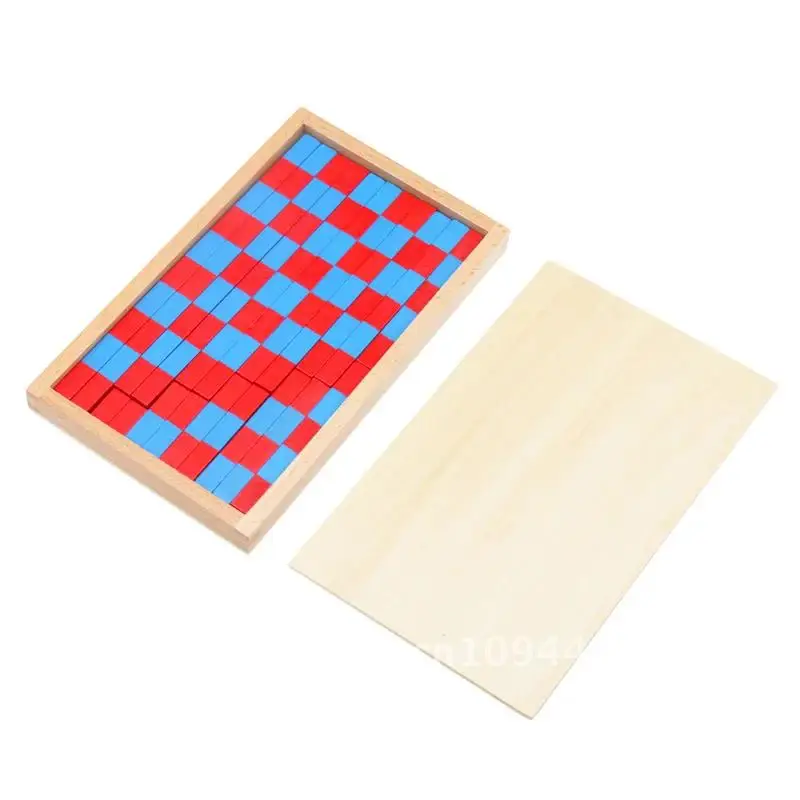 Juguete de matemáticas Montessori de tamaño pequeño, varillas azules y rojas, caja de palos, varillas rojas digitales 1-10 con caja de madera, juguetes para niños de aprendizaje temprano