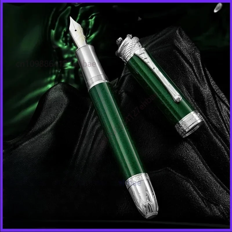 For Hongdian N25 Limited Edition Cobra Year Piston Fountain Pen EF/F Nib Dark Green Metal Resin Cobra Clip Business Student