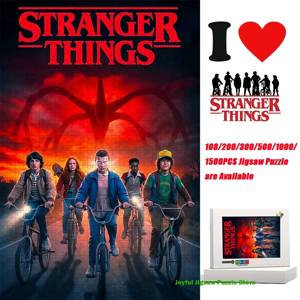 

Stranger Things Jigsaw Puzzle Retro 80S Sci-Fi Horror Puzzle for Adults & Teens 108/200/300/500/1000/1500 Pcs Tv Show Fan Gift