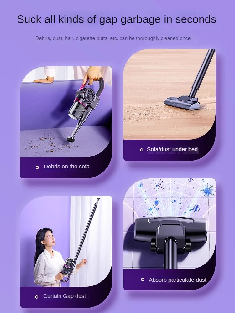 Powerful Cordless Vacuum Cleaner with 4-in-1 Cleaning for Home and Bed, Remove Mites with Quiet Operation, Model 3260