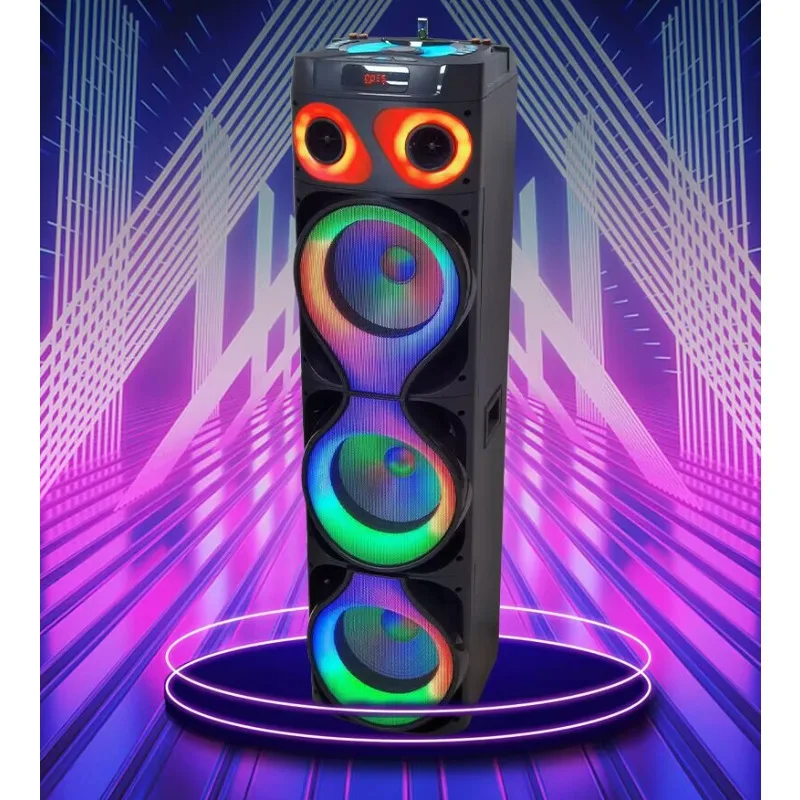 KYYSLB Dual 12 inch Speaker Outdoor Professional Stage Bass Card Speaker LED Bluetooth Card Speaker