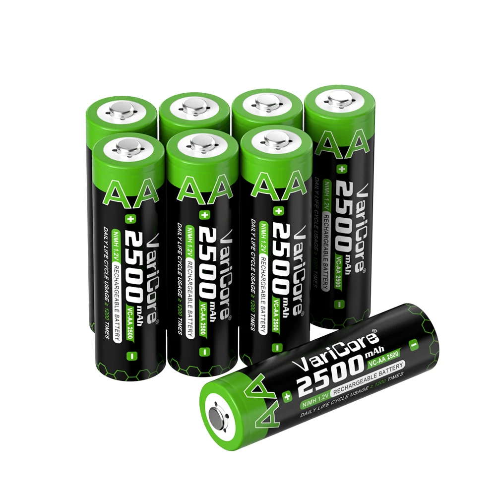 NEW VariCore 1.2V AA 2500mAh Ni-MH Rechargeable battery aa for Temperature gun remote control mouse toy batteries