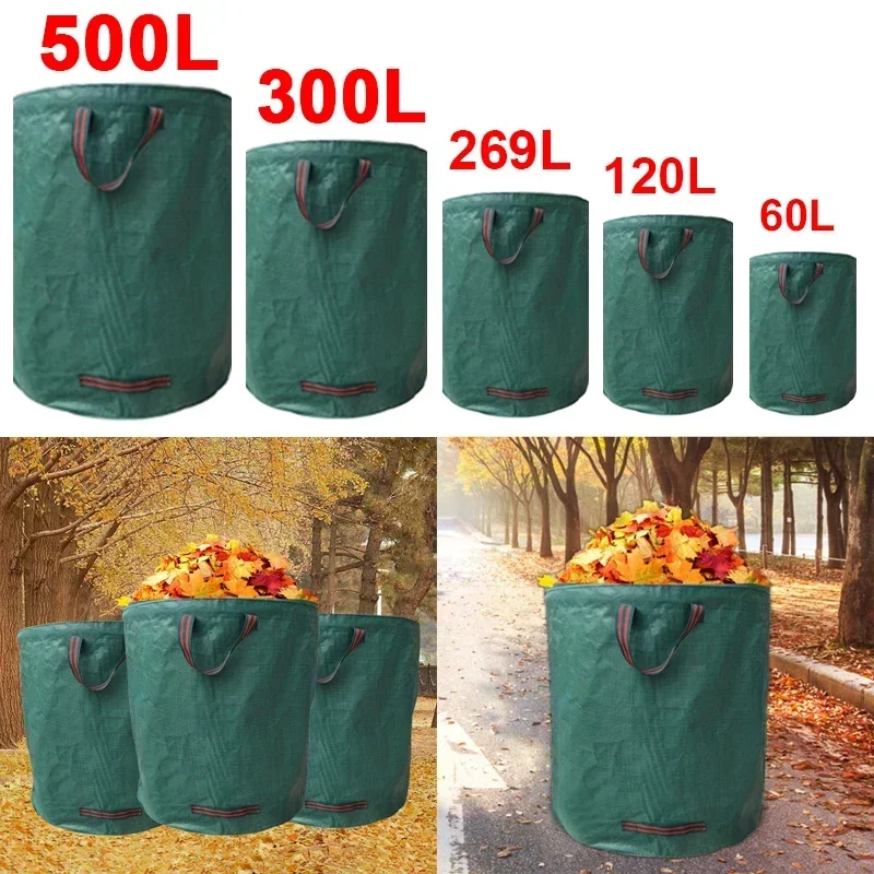 1Pcs Large Capacity Garden Waste Bag Waterproof Reusable Leaf Sack for Yard Leaf 50/500L