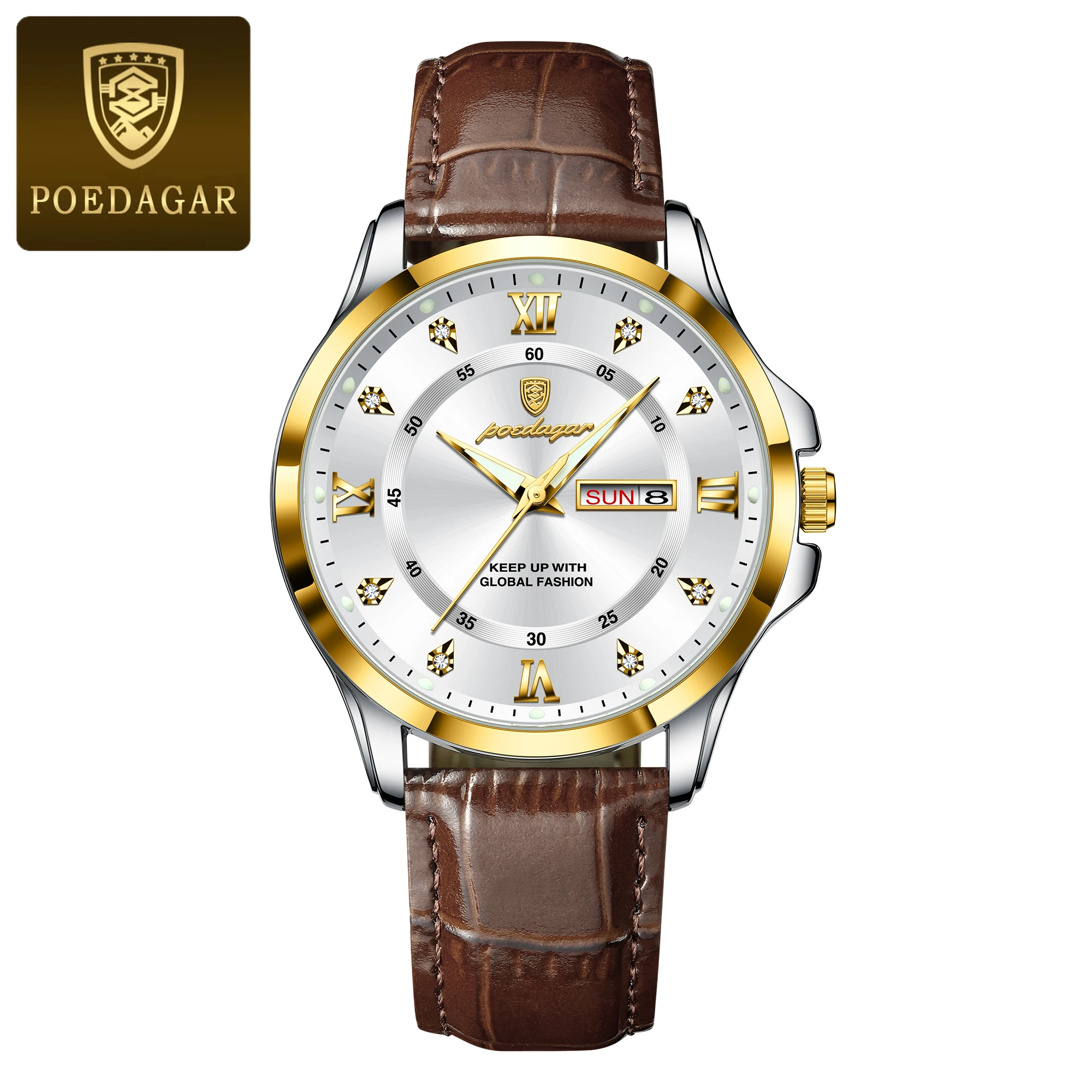 Men's Waterproof Luminous Date Week Business Watch