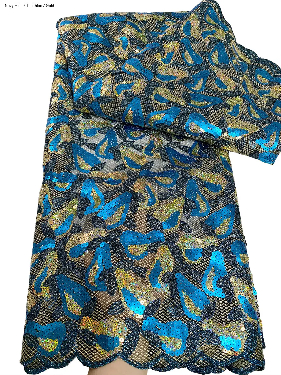 

Отличная вышитая французская тюлевая кружевная африканская сетчатая ткань с блестками, блестящая металлическая основа, ткань 2025 г., модная нигерийская одежда