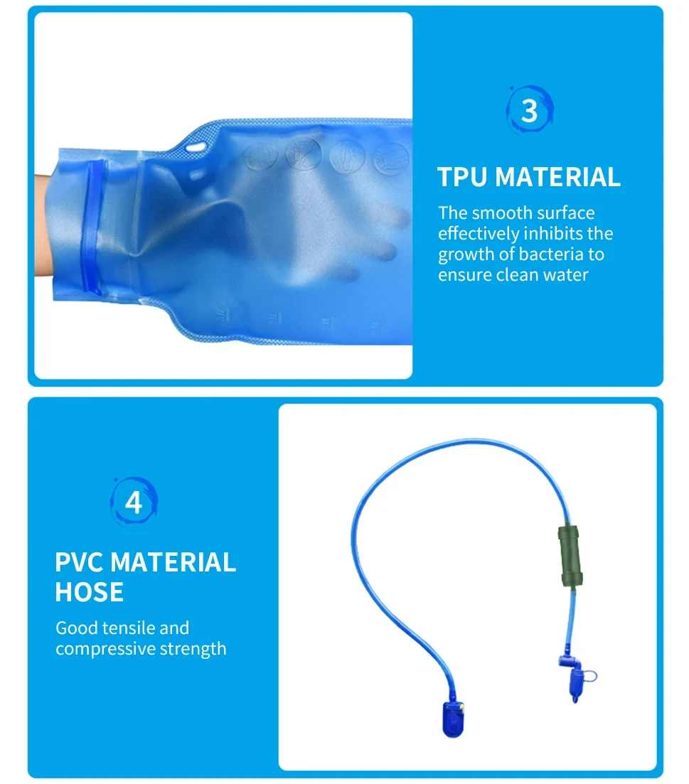 Outdoor Survival Water Filter Straw with Gravity Water Bag Filtration System Portable Water Purifier Emergency Accessories