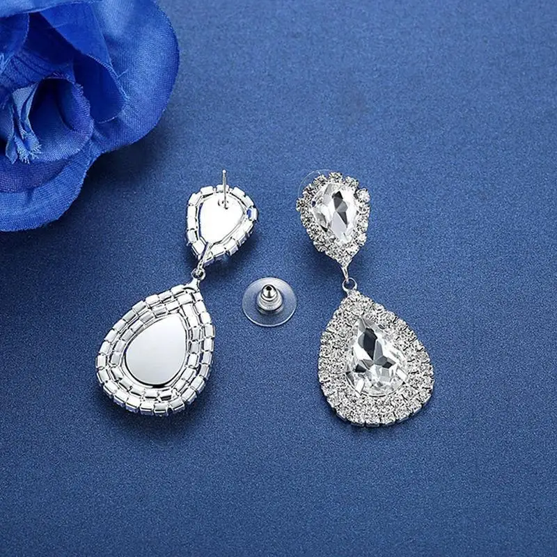 BLIJERY Elegant Multicolor Crystal Drop Earrings for Women Ladies Wedding Party Hanging Dangle Earrings Rhinestones Brincos