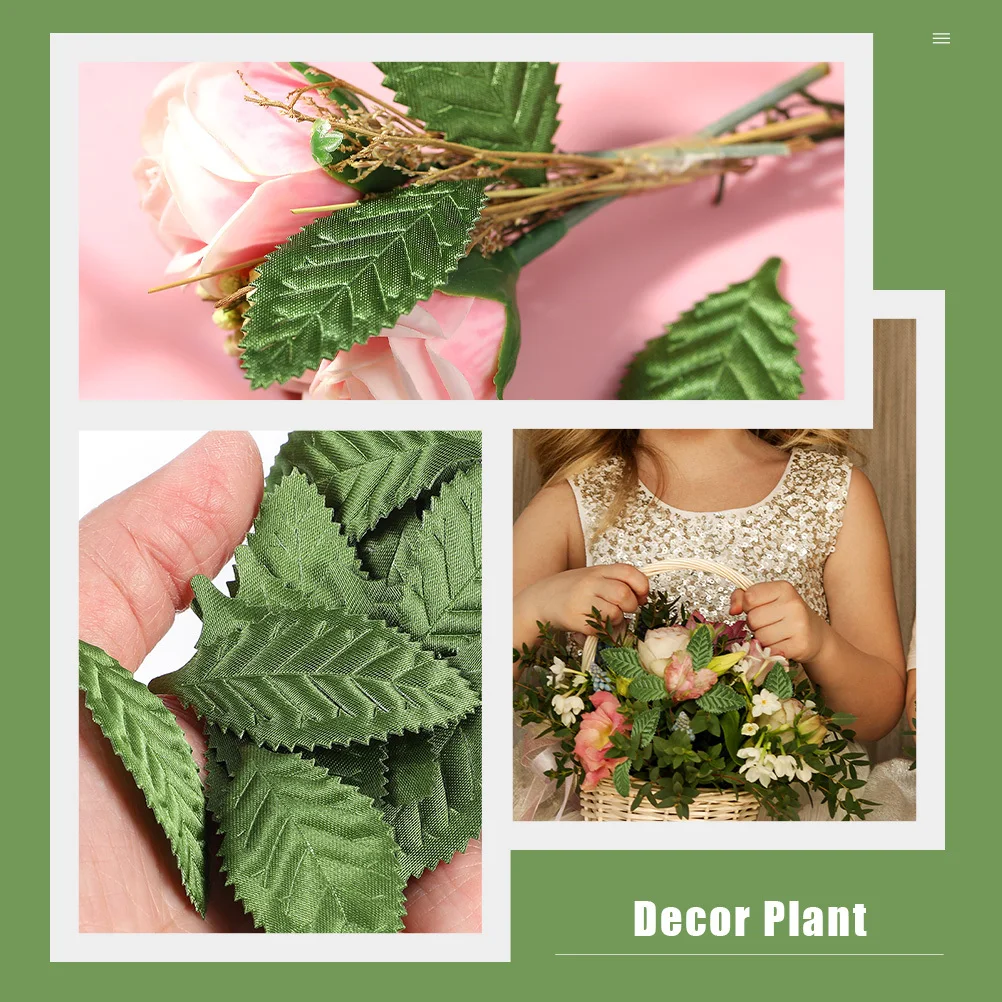 

100Pcs Headwear Garland Leaf Accessories Premium Artificial Simulation Plant Decor for Handmade Wedding DIY Photo Props Loose